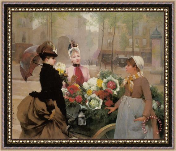 Louis Marie De Schryver The Flower Seller Framed Print