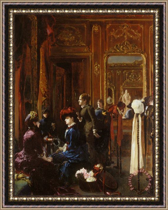 Louis Robert Carrier-belleuse Un Salon De Modes a Paris Framed Print