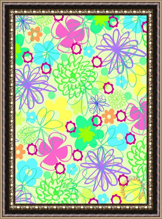 Louisa Knight Graphic Flowers Framed Painting