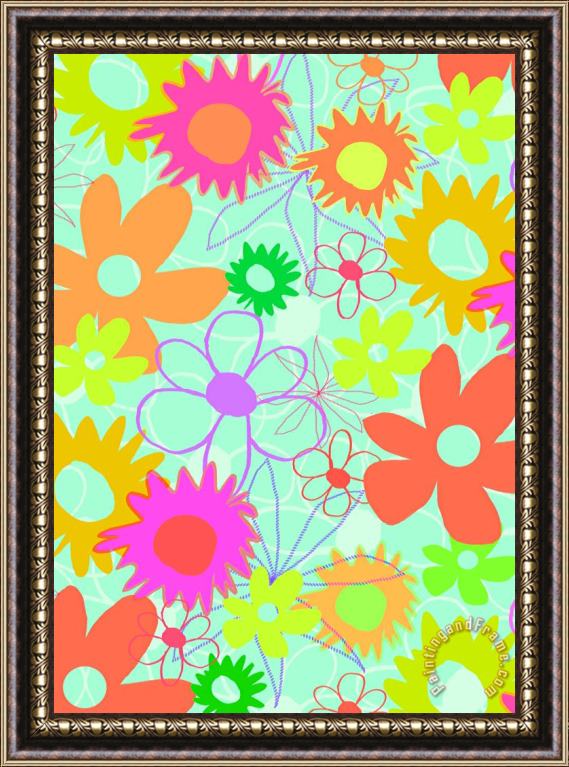 Louisa Knight Mixed Flowers Framed Painting