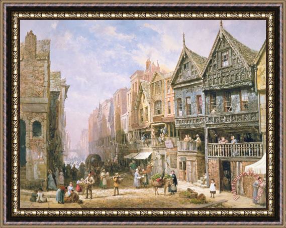 Louise J Rayner Watergate Street Looking Towards Eastgate Chester Framed Painting