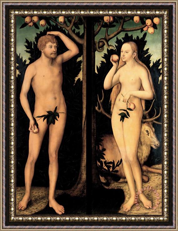 Lucas Cranach The Younger Adam And Eve in The Garden of Eden Framed Print