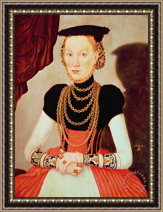 Lucas Cranach The Younger Portrait of a Woman Framed Painting