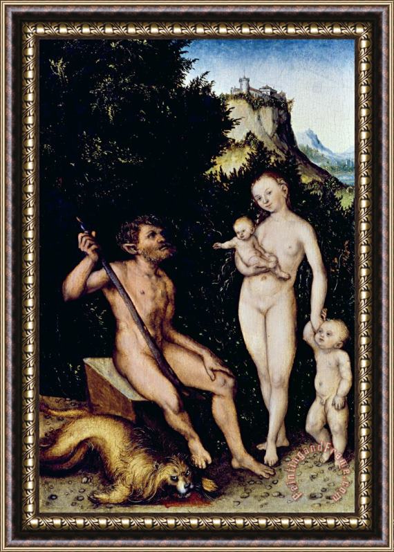Lucas Cranach The Younger The Faun Family Framed Painting