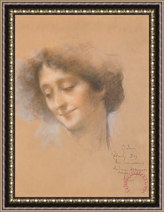 Lucien Levy-Dhurmer Portrait of Mrs Hamdy Framed Painting