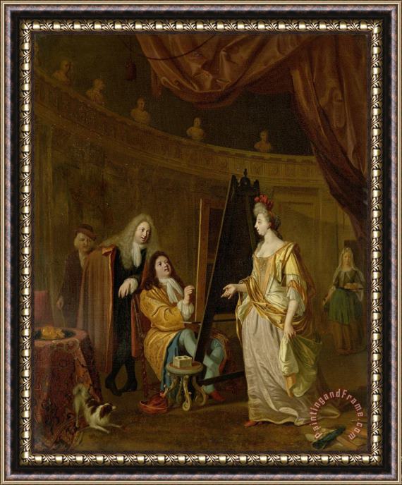 Ludolf Backhuysen An Artist in His Studio, Painting The Portrait of a Lady Framed Print