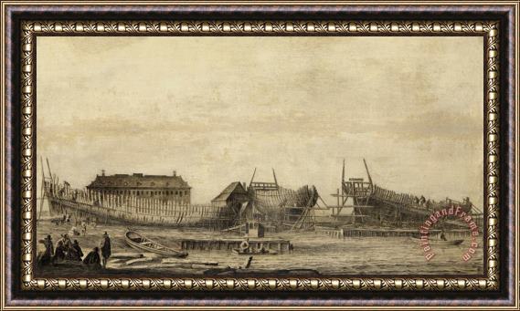 Ludolf Backhuysen The Shipyard of The Amsterdam Admiralty Framed Painting