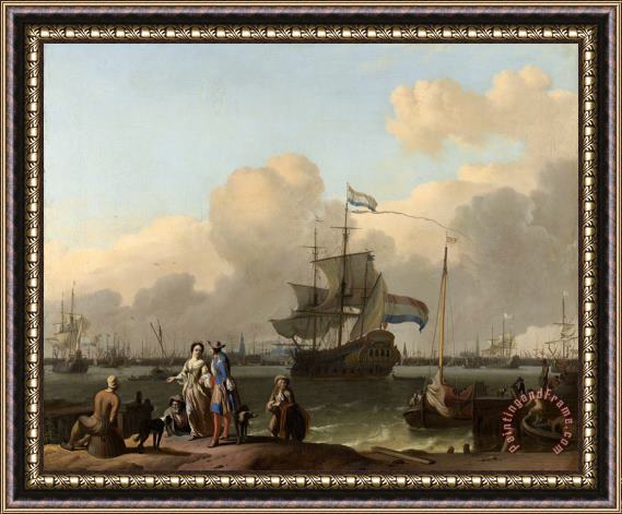 Ludolf Backhuysen The Y at Amsterdam, with The Frigate 'de Ploeg' Framed Print