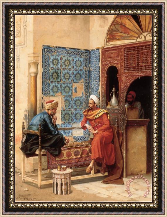 Ludwig Deutsch The Chess Game Framed Print