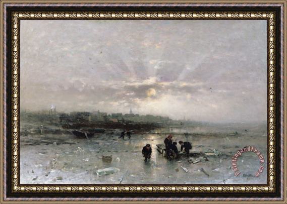 Ludwig Munthe Ice Fishing Framed Painting