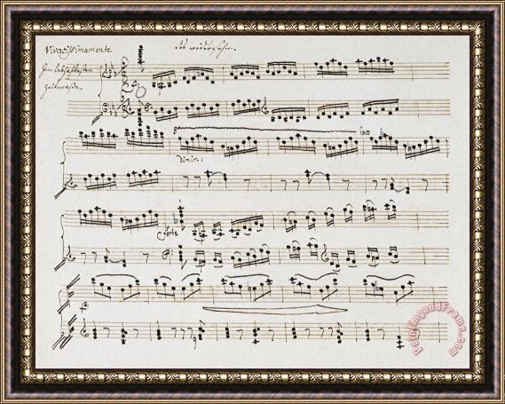 Ludwig van Beethoven Manuscript of The Second And Third Movements, Piano Sonata in E Flat Framed Print