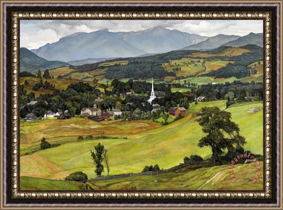 Luigi Lucioni Village of Stowe, Vermont Framed Painting