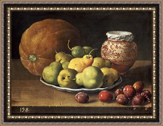 Luis Melendez Pears on a Plate Framed Painting