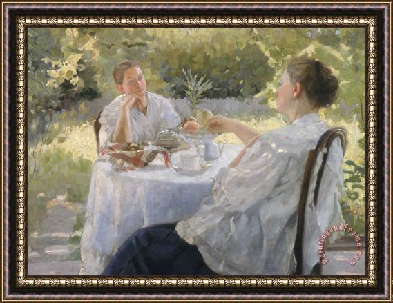 Lukjan Vasilievich Popov In The Garden Framed Painting