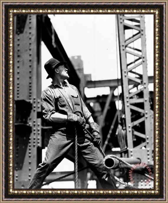 LW Hine Derrick man   Empire State Building Framed Print