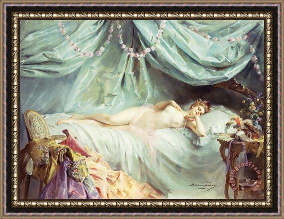 Madeleine Lemaire Reclining Nude In An Elegant Interior Framed Painting