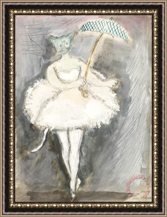 Marc Chagall A Cat. Costume Design for Scene IV of The Ballet Aleko. (1942) Framed Print