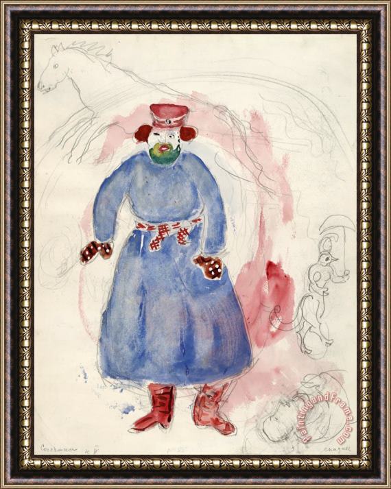 Marc Chagall A Coachman, Costume Design for Aleko (scene Iv). (1942) Framed Painting