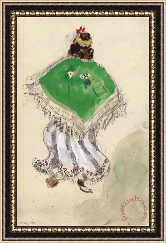 Marc Chagall A Gypsy. Costume Design for Scene I of The Ballet Aleko. (1942) Framed Print