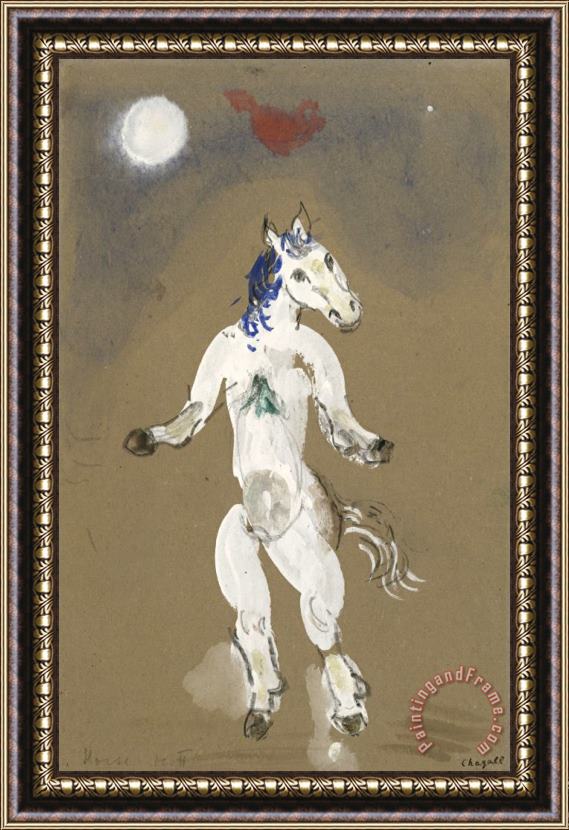 Marc Chagall A Horse. Costume Design for Scene II of The Ballet Aleko. (1942) Framed Painting