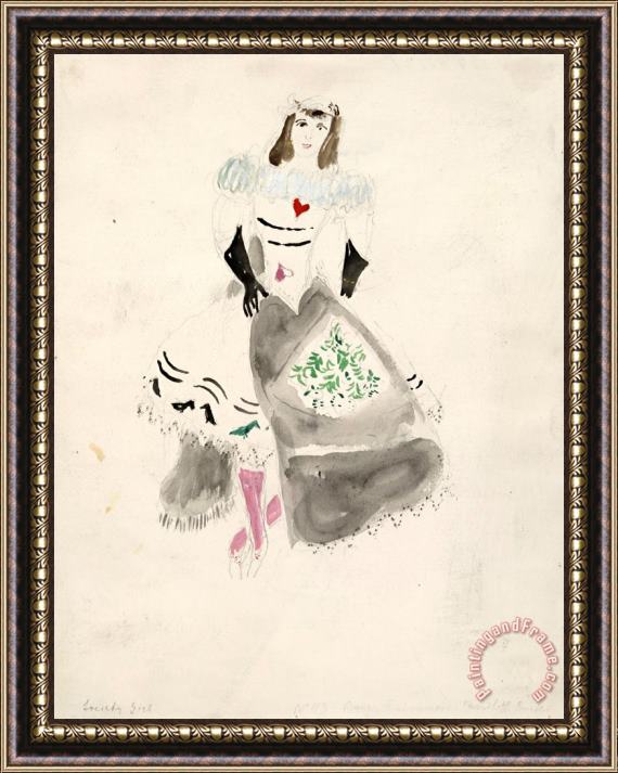 Marc Chagall A Society Lady, Costume Design for Aleko (scene Iv). (1942) Framed Painting