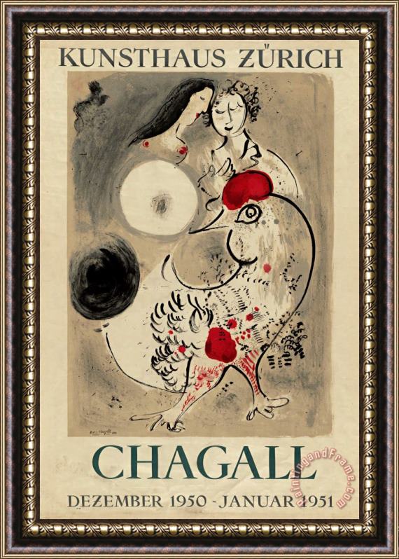Marc Chagall Chagall, Kunsthaus Zurich, Dezember 1950 Januar 1951. 1950 Framed Painting