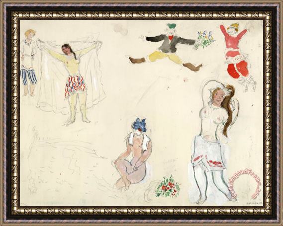 Marc Chagall Costumes for Bathers And Peasants, Costume Design for Aleko. (1942) Framed Painting