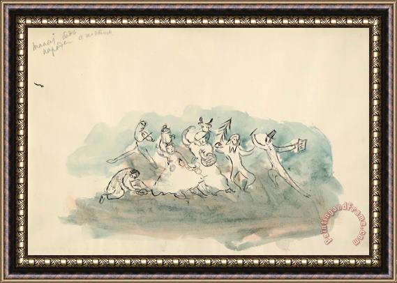 Marc Chagall Dance of The Peasants, Sketch for The Choreographer for Aleko (scene Iii). (1942) Framed Print