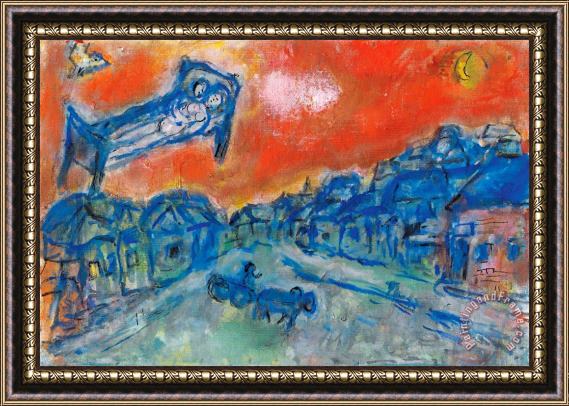 Marc Chagall Les Amoureux Dans Le Ciel Rouge De Vitebsk Framed Print