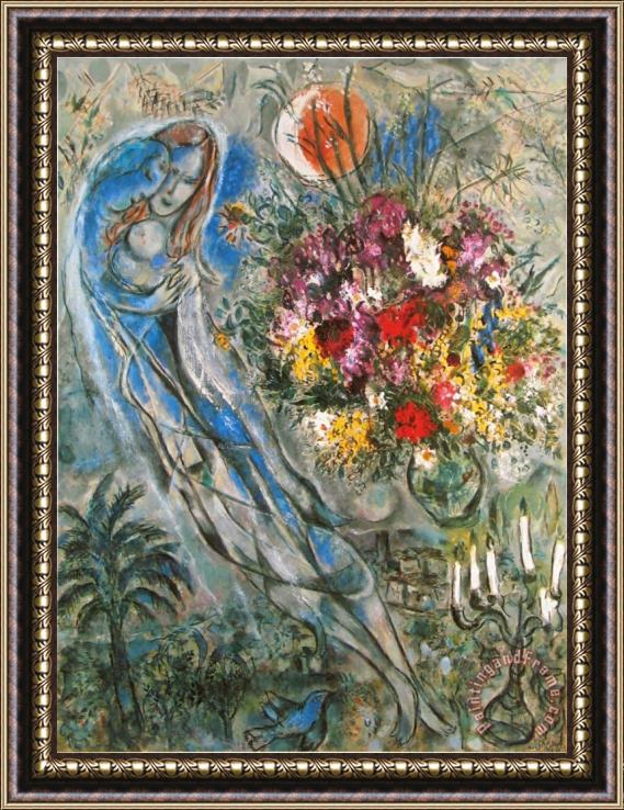 Marc Chagall Les Amoureux En Gris C 1960 Framed Print