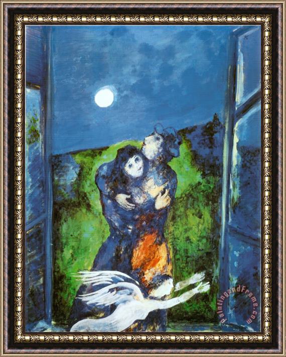 Marc Chagall Lovers in Moonlight Framed Painting