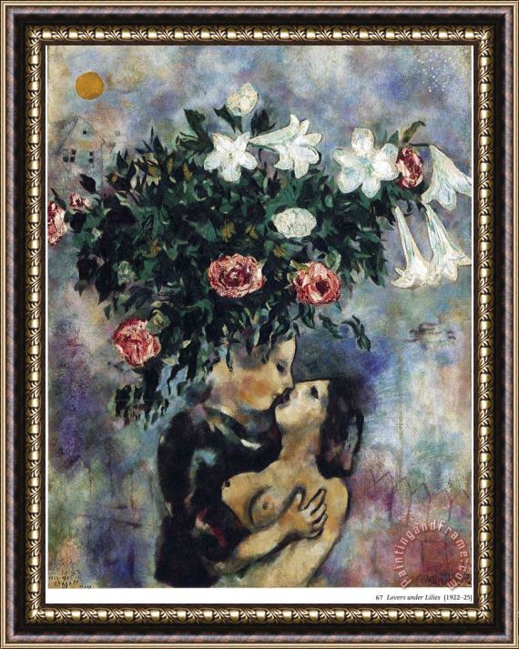 Marc Chagall Lovers Under Lilies 1925 Framed Print