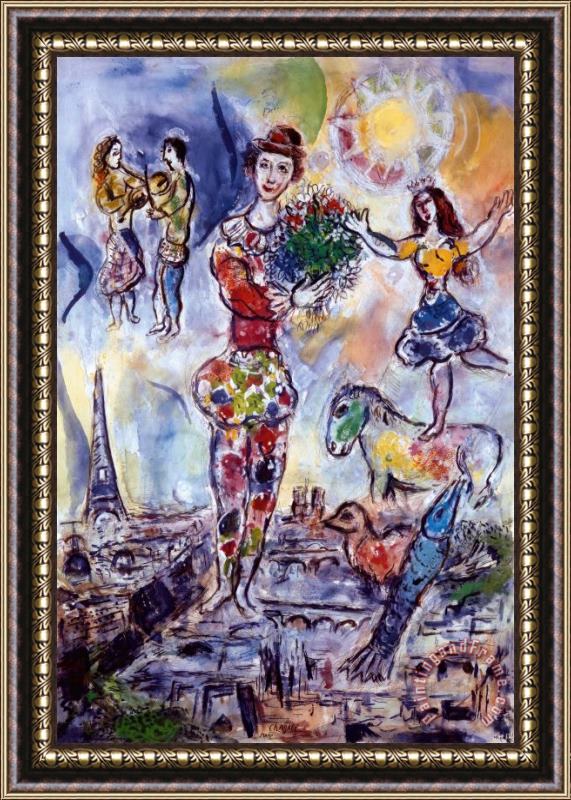 Marc Chagall On The Roof of Paris Framed Painting