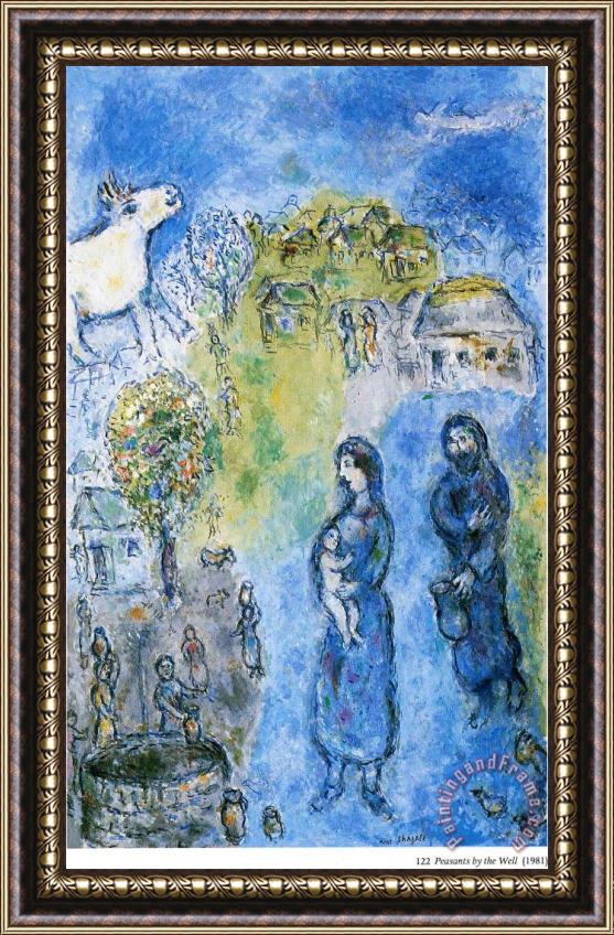 Marc Chagall Peasants by The Well 1981 Framed Painting
