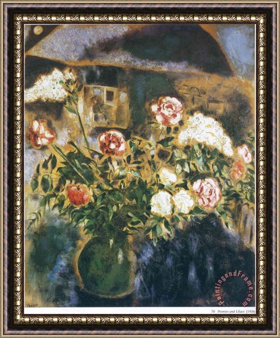 Marc Chagall Peonies And Lilacs 1926 Framed Painting