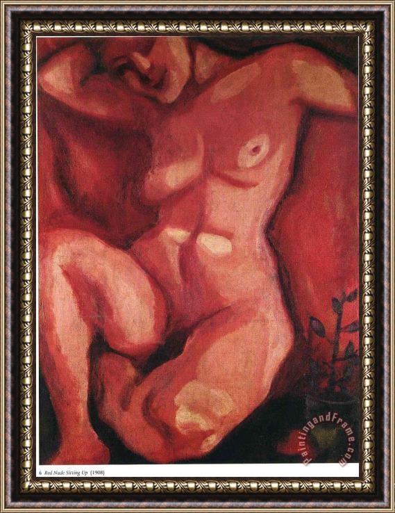 Marc Chagall Red Nude Sitting Up 1908 Framed Print
