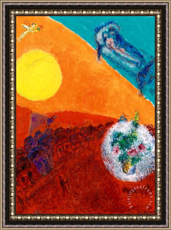 Marc Chagall Repos Dans Le Ciel Multicolore Framed Painting