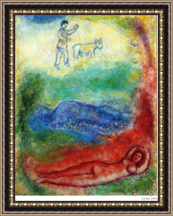 Marc Chagall Rest 1975 Framed Painting