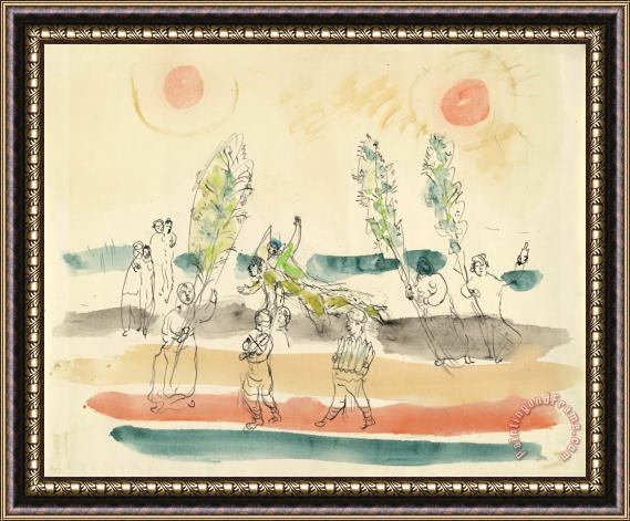 Marc Chagall Sketch for The Choreographer for The Ballet Aleko. (1942) Framed Painting
