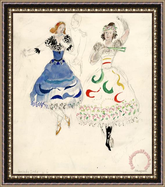 Marc Chagall Society Girls, Costume Design for Aleko (scene Iv). (1942) Framed Painting