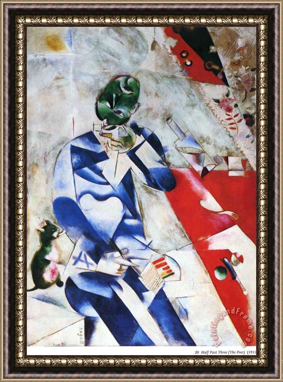 Marc Chagall The Poet Or Half Past Three 1912 Framed Print