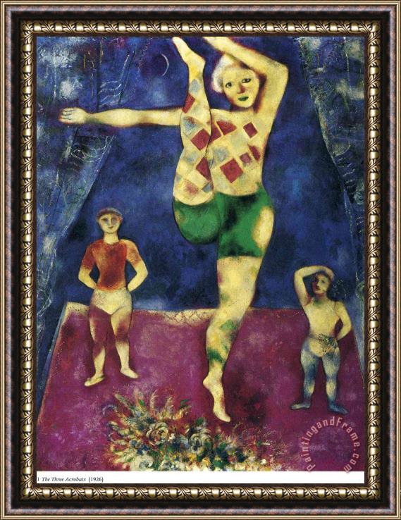 Marc Chagall Three Acrobates 1926 Framed Painting