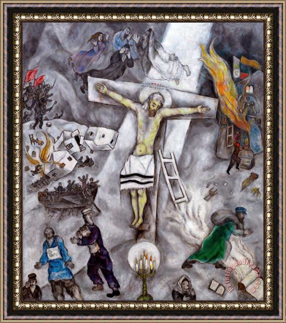 Marc Chagall White Crucifixion 1938 Framed Painting