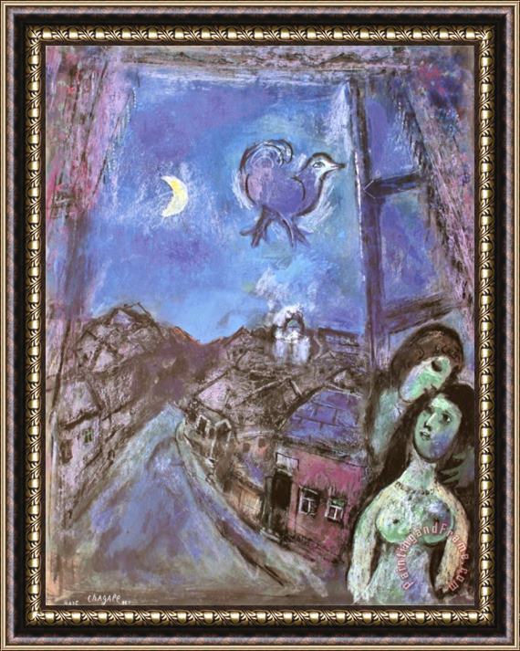Marc Chagall Window in The Evening Framed Painting