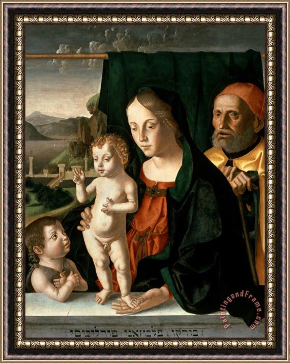 Marco Palmezzano Holy Family with The Infant Saint John The Baptist Framed Print