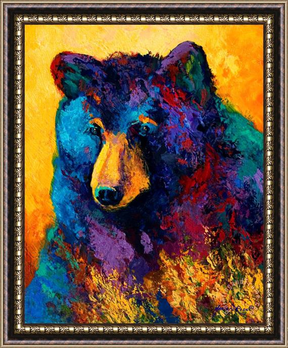Marion Rose Bear Pause - Black Bear Framed Print