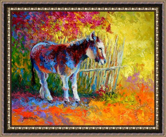 Marion Rose Burro And Bouganvillia Framed Painting
