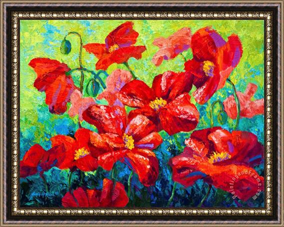 Marion Rose Field Of Red Poppies II Framed Painting