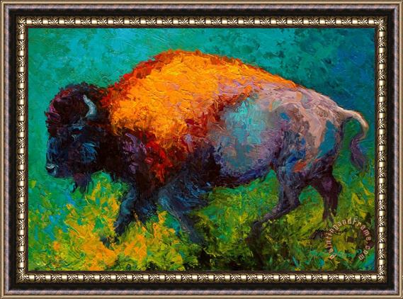 Marion Rose On The Run - Bison Framed Painting