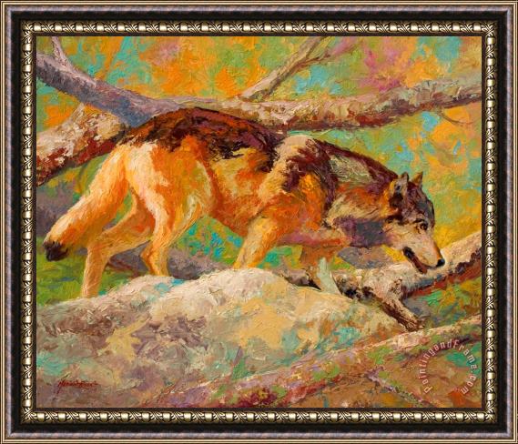 Marion Rose Prowler - Grey Wolf Framed Painting